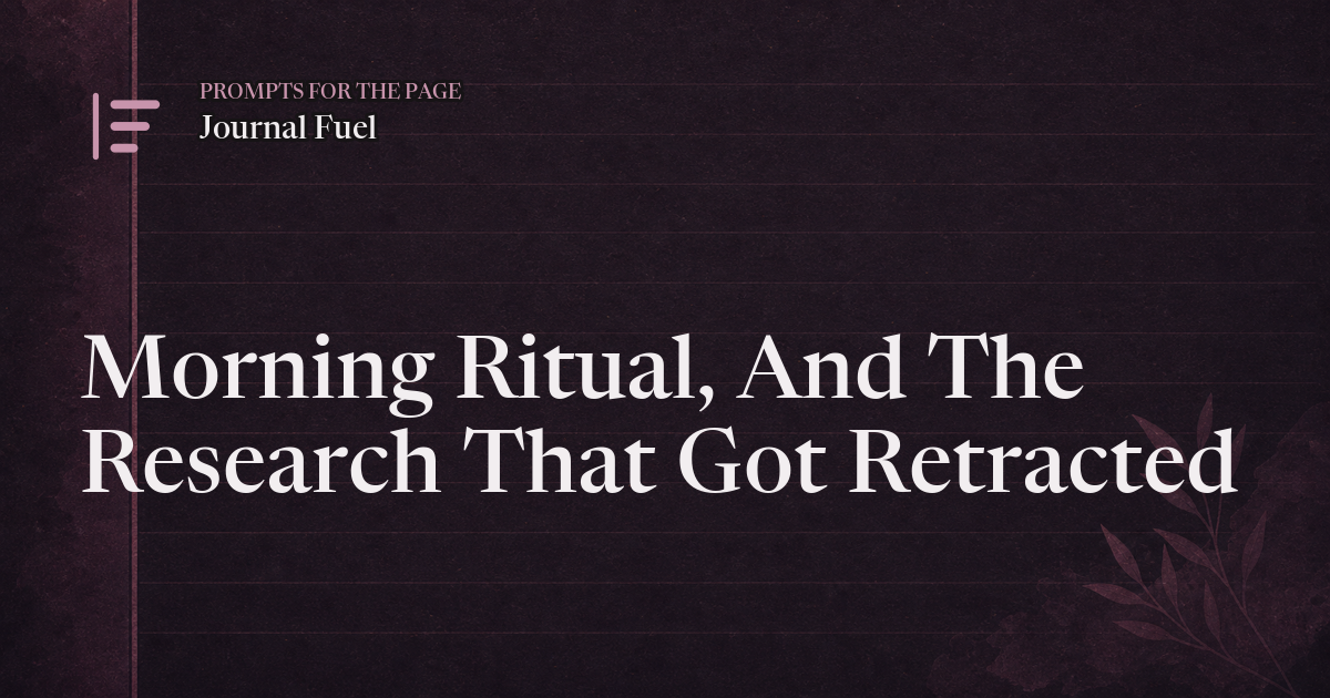 Morning Ritual, And The Research That Got Retracted