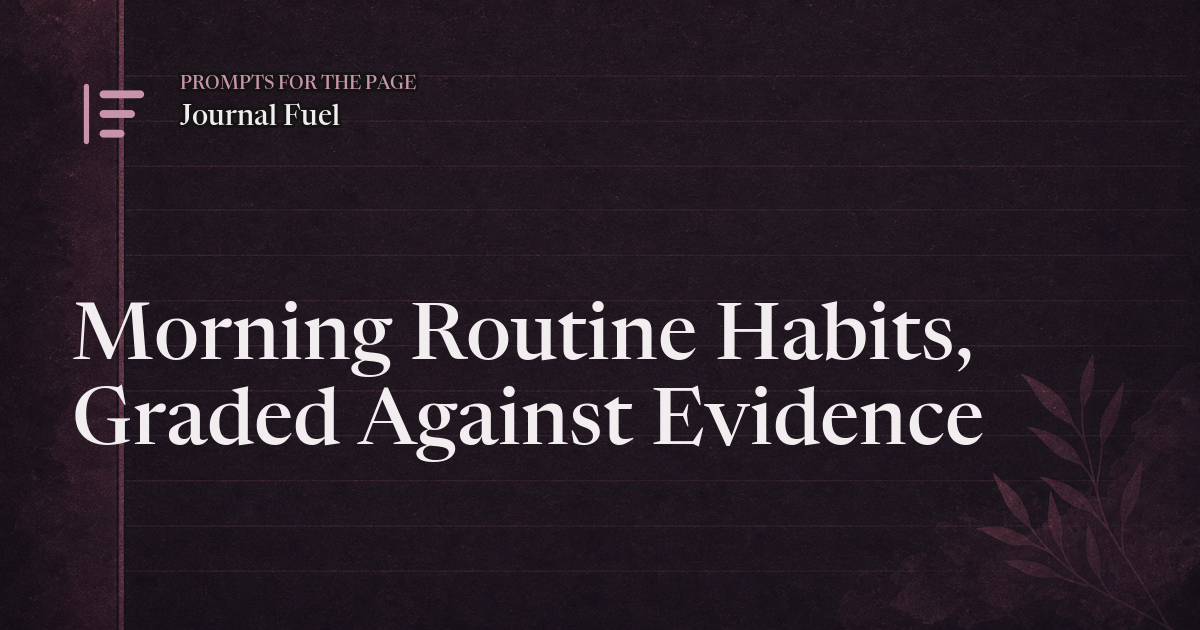 Morning Routine Habits, Graded Against Evidence